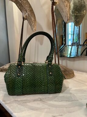 Dolce & Gabbana Green Python-Texture Top-Handle Women's Bag